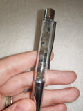 Indian Agate Gemstone Chip Ballpoint Pen Silver Tone Black Ink