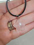 Rose Quartz Star Pendant Necklace Natural Pink Gemstone Crystal Jewellery #46