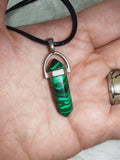Malachite Style Crystal Point Pendant Necklace Green Black Gemstone Jewellery #44