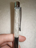 Clear Quartz Gemstone Chip Ballpoint Pen Silver Tone Black Ink