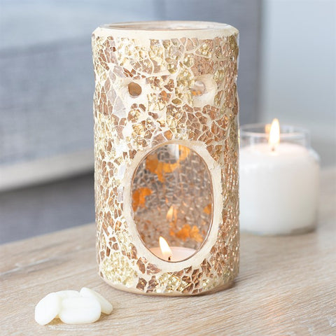 Gold Pillar Crackle Glass Burner