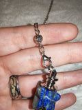 Lapis Lazuli Merkaba Gemstone Dowsing Pendulum with Silver Tone Chain