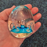 Light Blue Art Glass Egg Paperweight with Bubble Design | Handcrafted Decorative Glass Sculpture. Design #11 | 320g