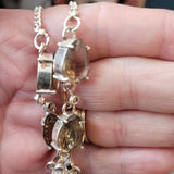 Vintage 925 Stamped Smoky Quartz Style Crystal Drop Necklace