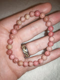 Pink Rhodonite 6mm Round Bead Stretch Bracelet | Natural Gemstone Bracelet