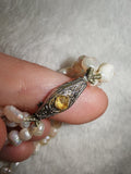 Vintage Triple Strand Baroque Freshwater Pearl Necklace with 925 Sterling Silver Clasp