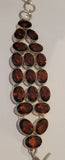 Vintage 925 Stamped Garnet Multi-Link Statement Bracelet
