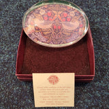 Past Times "Strawberry Thief" Glass Paperweight with Original Box