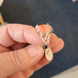 Peach Agate Statement Ring - Size 17 - Ring #1