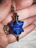 Lapis Lazuli Merkaba Gemstone Dowsing Pendulum with Silver Tone Chain