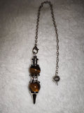 Golden Tiger's Eye Double Sphere Gemstone Dowsing Pendulum with Silver Tone Chain