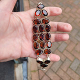 Vintage 925 Stamped Garnet Multi-Link Statement Bracelet