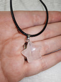 Rose Quartz Star Pendant Necklace Natural Pink Gemstone Crystal Jewellery #46