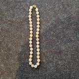 Natural Milky Quartz Beaded Necklace Hand Knotted Round Gemstone Silver Tone Clasp