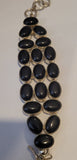 Vintage 925 Stamped Black Onyx Cabochon Multi-Link Bracelet