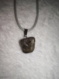 Natural Included Amethyst Gemstone Pendant Necklace on Grey Cord #56