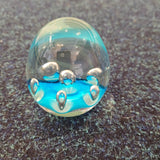 Light Blue Art Glass Egg Paperweight with Bubble Design | Handcrafted Decorative Glass Sculpture. Design #11 | 320g
