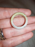 White & Green Serpentine ("New Jade") Gemstone Ring | Natural Crystal Band
