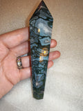 Moss Agate Wand with Display Stand - 120g