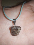 Natural Included Amethyst Gemstone Pendant Necklace on Grey Cord #56
