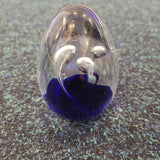 Dark Blue Art Glass Egg Paperweight with Silver Bubbles | Handcrafted Decorative Glass Sculpture. Design #10 | 310g