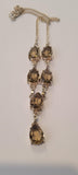 Vintage 925 Stamped Smoky Quartz Style Crystal Drop Necklace