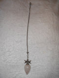 Rose Quartz Triple Moon Pentacle Gemstone Dowsing Pendulum with Silver Tone Chain