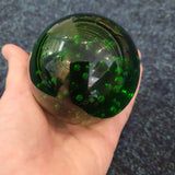 Green Controlled Bubble Art Glass Paperweight #23 | Handcrafted Glass Sphere | 545g