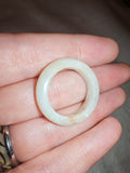 White & Green Serpentine ("New Jade") Gemstone Ring | Natural Crystal Band