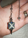 Lapis Lazuli Merkaba Gemstone Dowsing Pendulum with Silver Tone Chain