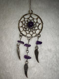 Amethyst Gemstone Dreamcatcher Necklace | Angel Wing Crystal Pendant