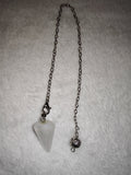 Clear Quartz Cone Gemstone Dowsing Pendulum with Silver Tone Chain