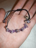 Natural Amethyst Chip Adjustable Cord Bracelet