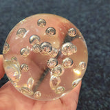 Clear Controlled Bubble Art Glass Paperweight | Handcrafted Glass Sphere | 530g | #19