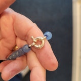Natural Blue Chalcedony Beaded Necklace Hand Knotted Round Gemstone Necklace