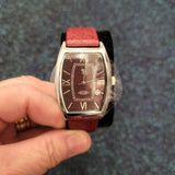 U.S. Polo Assn Burgundy Dial Leather Strap Quartz Date Watch Boxed NOS #1