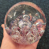 Large Purple Swirl Handcrafted Art Glass Paperweight with Controlled Bubbles #40