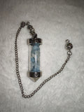 Aquamarine Chip Bottle Gemstone Dowsing Pendulum with Silver Tone Chain | Love