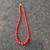 Graduated Dyed Red Agate Beaded Necklace Natural Gemstone Round Beads