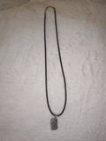 Natural Banded Amethyst Gemstone Pendant Necklace on Black Cord #57