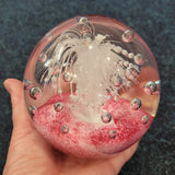 Large Pink/ White Hand-Blown Art Glass Paperweight #39