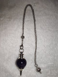 Amethyst Sphere Gemstone Dowsing Pendulum with Silver Tone Chain