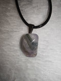Natural Banded Amethyst Gemstone Pendant Necklace on Black Cord #57
