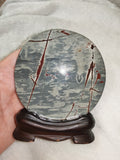 Chinese Painting Stone Display Disc with Stand
