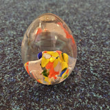 Bright Confetti Art Glass Egg Paperweight | Handcrafted Decorative Glass Sculpture. Design #13  | 210g