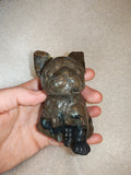 UV Reactive Volcano Agate French Bulldog Carving (repaired damage)