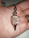 Flower Agate Cube Gemstone Dowsing Pendulum with Silver Tone Chain