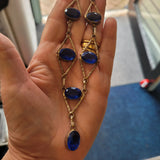 Vintage Art Deco Style Blue Glass Drop Necklace | Statement Costume Jewellery