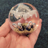 Glass Art Paperweight #26 | Handcrafted Art Glass Paperweight | Gold & Frosted Abstract Design