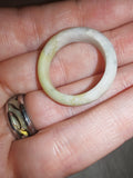White & Green Serpentine ("New Jade") Gemstone Ring | Natural Crystal Band